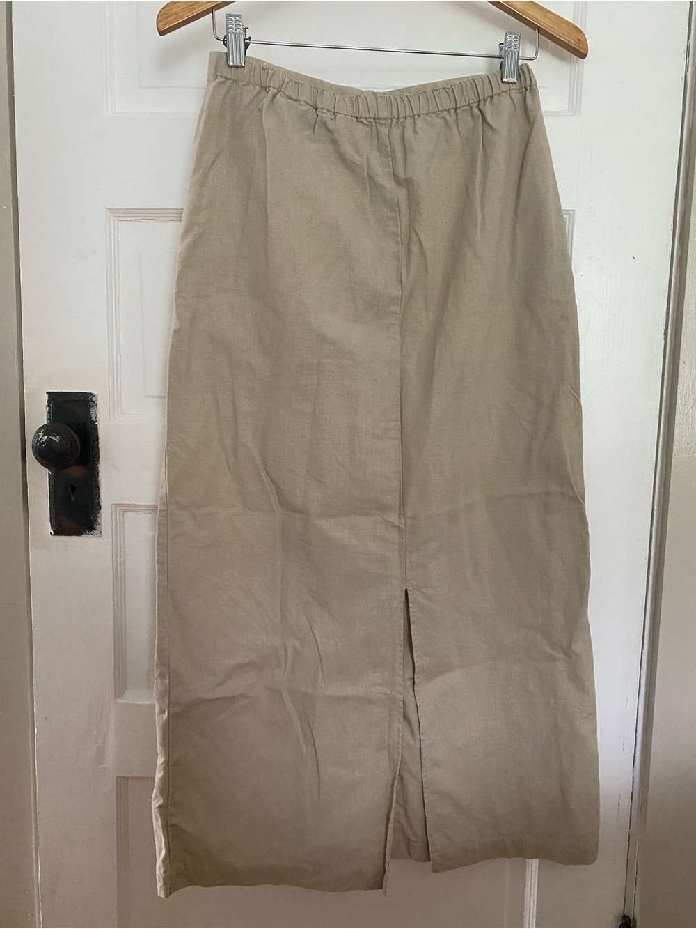 Vintage 90s Eddie Bauer Khaki Linen Skirt - Picture 2 of 3